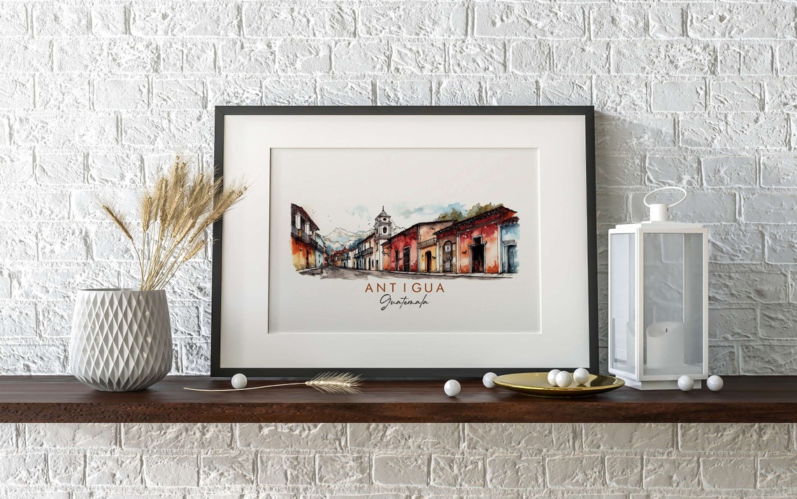 Antigua Guatemala Minimalist Ink Print Available In Many Sizes And Finishes - Image 2