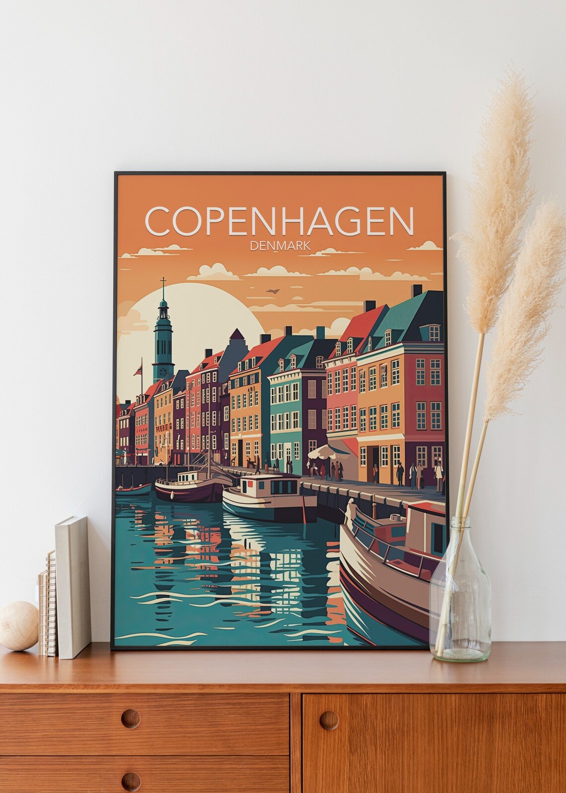 Copenhagen Nyhavn Harbor Colorful Houses Denmark Sunset Travel Poster - Image 2