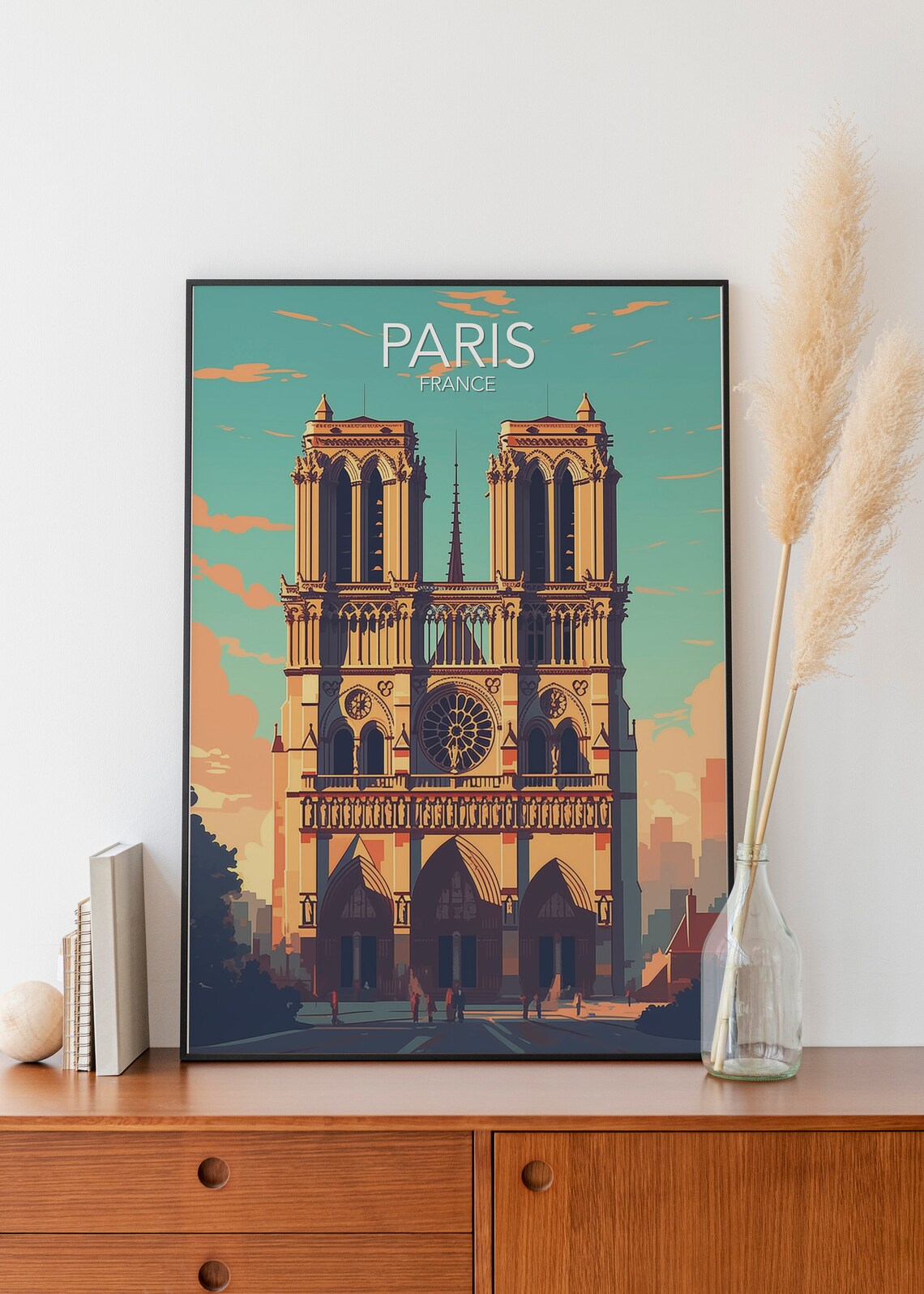Paris France Notre Dame Cathedral Facade Sunrise Light Poster - Image 3