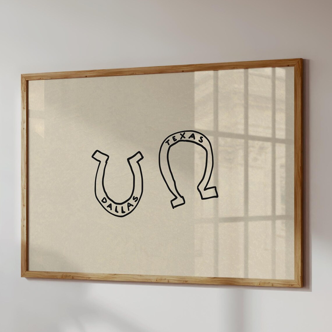 Dallas Texas Horseshoe Line Art Western Style Minimalist Poster