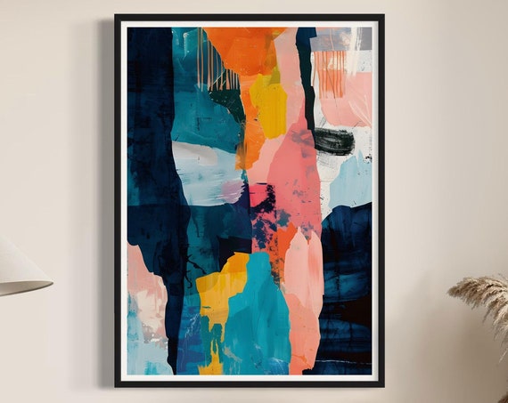Colour Splash Abstract Print Vibrant Paint Strokes Bold Expressive Art Contemporary Colourful Painting Modern Home Wall Design Gift