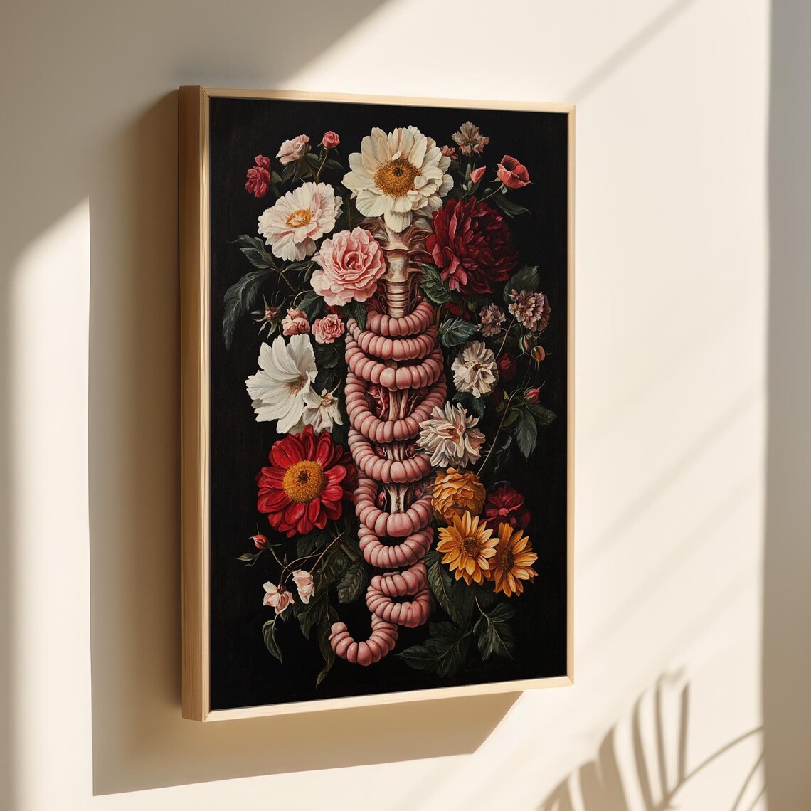Surreal Floral Anatomy Intestines Dark Botanical Goth Art Print