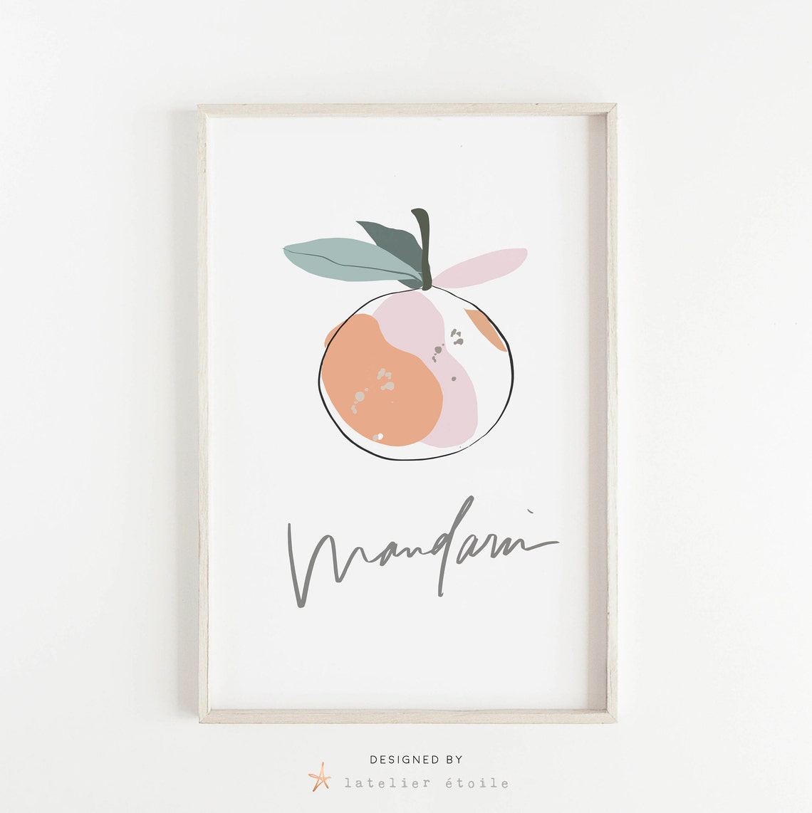 Mandarin Minimal Citrus Abstract Orange White Kitchen Poster - Image 2