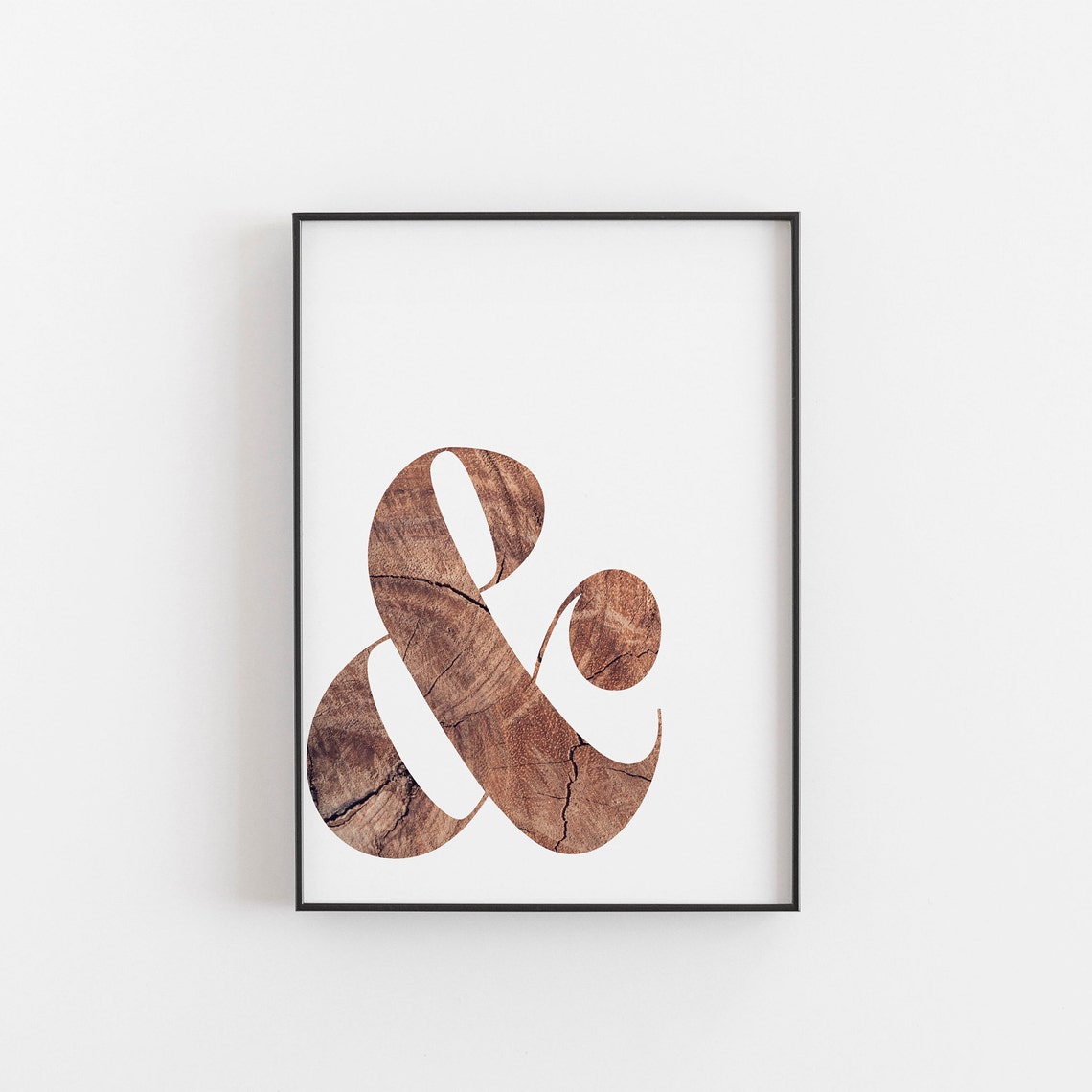 Wood Grain Ampersand Typography Rustic Modern Style Wall Poster