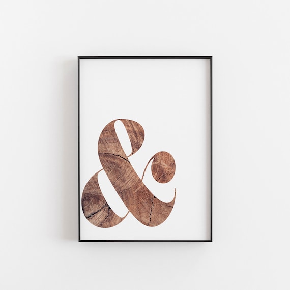 Ampersand Sign Wood Poster Wood Art Ampersand Print Ampersand Wall Decor Wood Print Typography Wall Art Print Wood Pattern Print