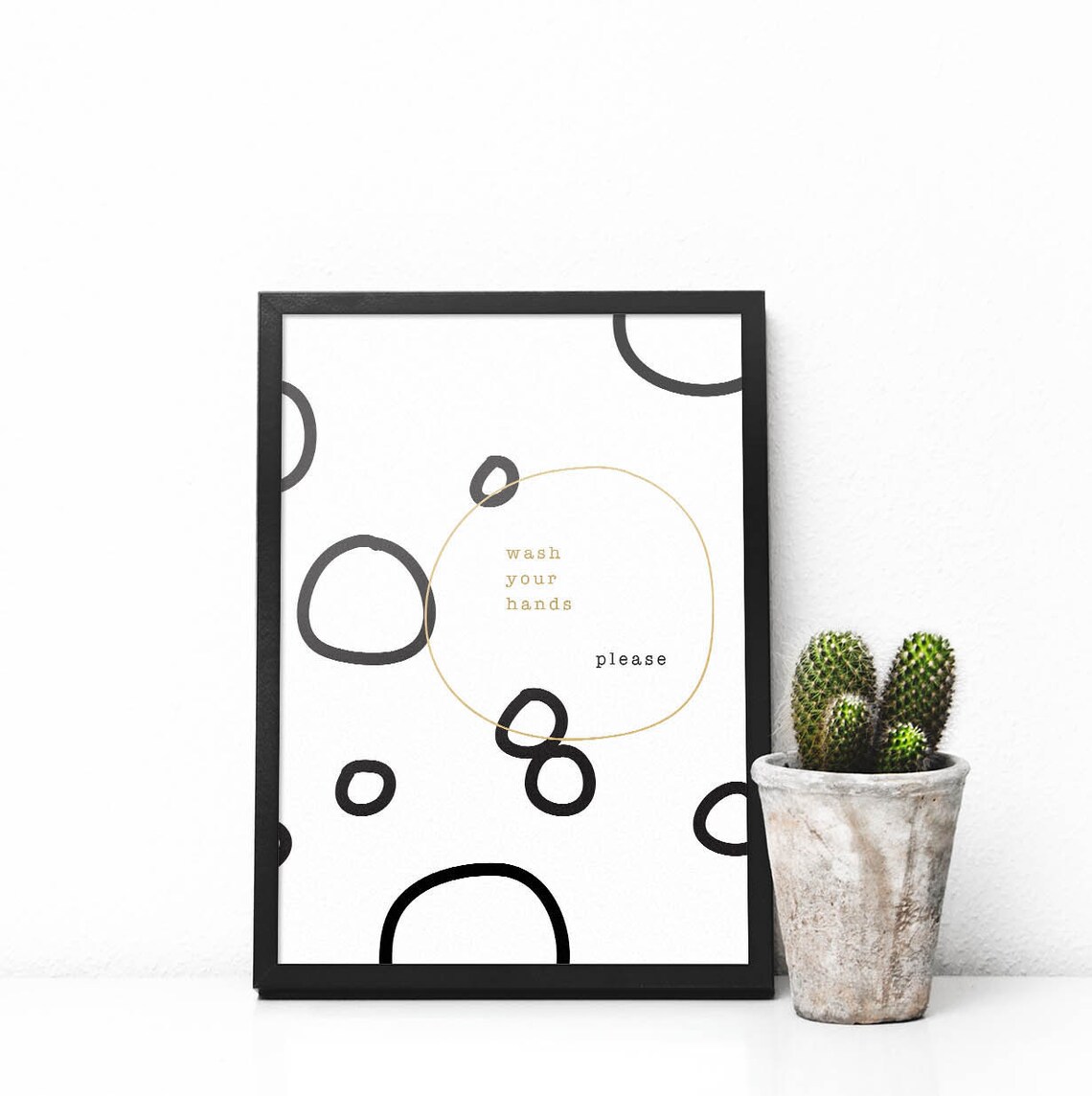 Wash Your Hands Bathroom Sign, Abstract Art Print