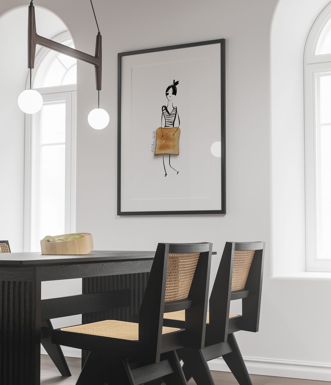 Toast Print Bread Poster Whimsical Print Fashion Illustration Real Food Illustration Toast Print Toast Art Fashion Sketch Bread Art