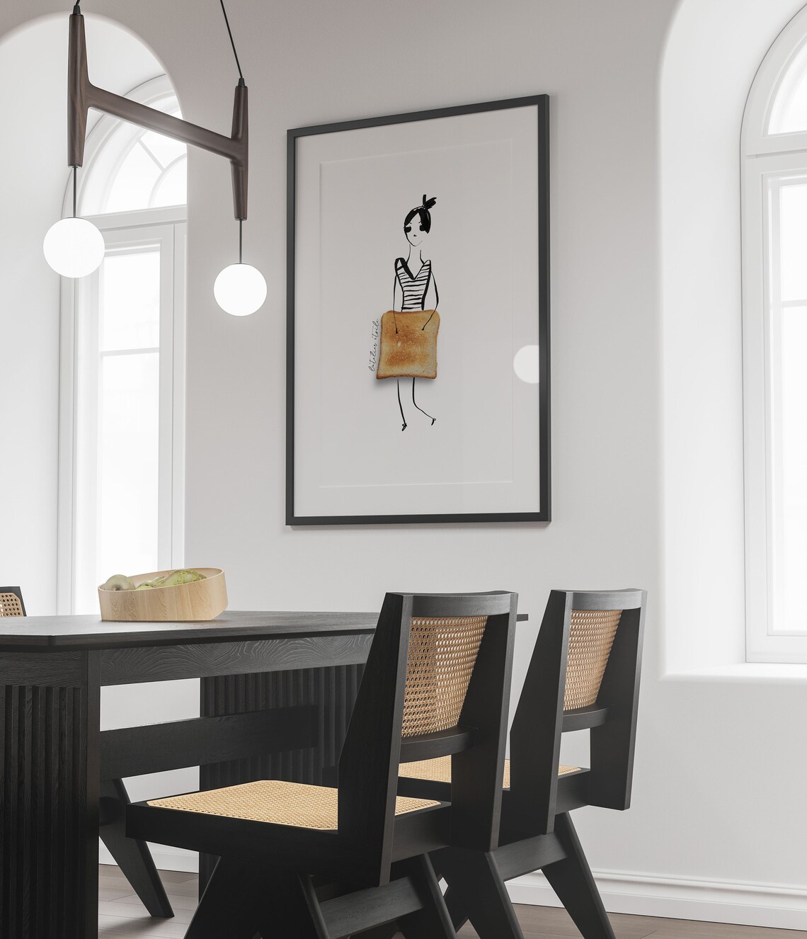 Toast Skirt Fashion Girl Striped Top Whimsical Food Art Poster