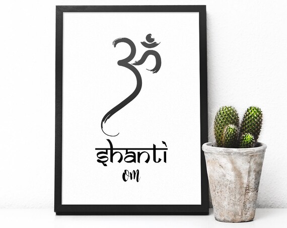 Om Shanti Om Brushstroke Yoga Meditation Spiritual Wall Poster