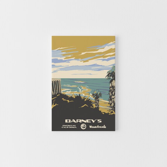 Barneys Encinitas Ca Print National Parks Vintage Style Surf Art Framedunframed Coastal Print