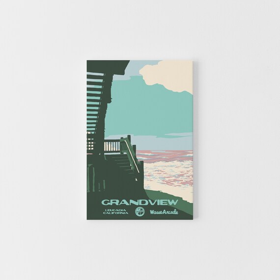 Grandview Leucadia Ca Print National Parks Vintage Style Surf Art Framedunframed Coastal Print