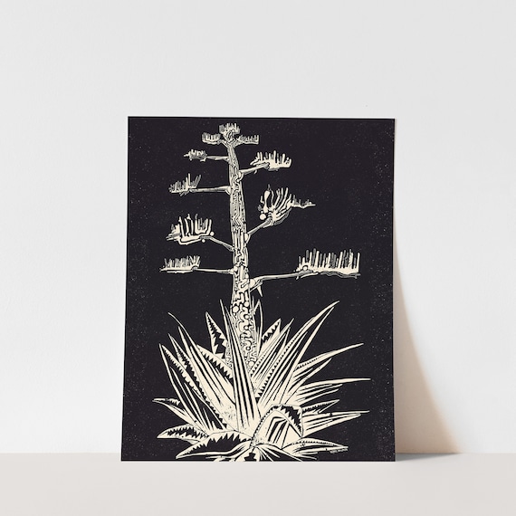 Copy Agave Americana Surf Art Print Minimalist Illustration Coastal Desert Inspired Western Decor Southwestern