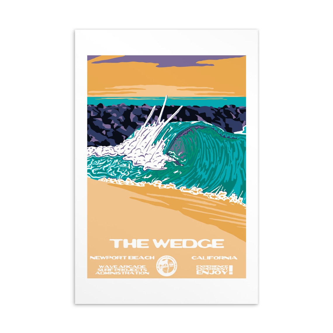 Tourmaline Surf Pink Sunset Palm Lot Travel Poster California - Image 2