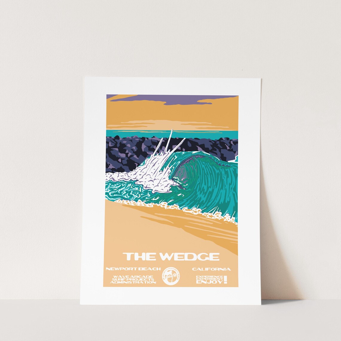 Copy The Wedge Newport Beach Ca Surf Poster National Parks Style