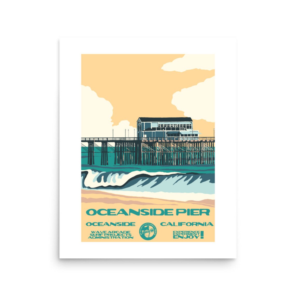 Copy Oceanside Pier Oceanside Ca Surf Poster National Parks Style - Image 2