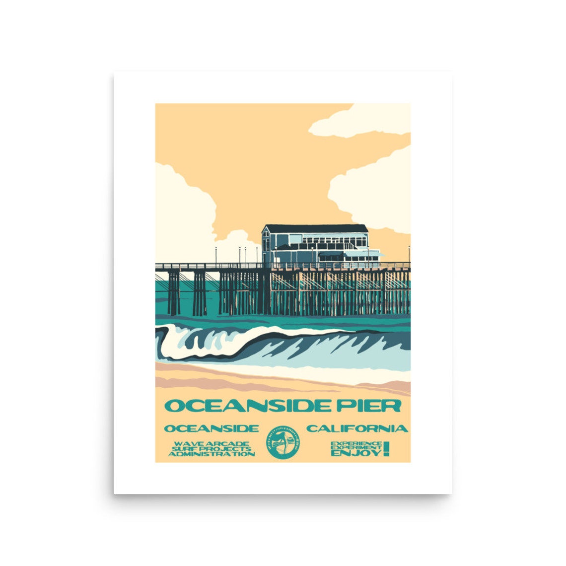 Oceanside Pier Oceanside California Coastal Surf Travel Poster - Image 2