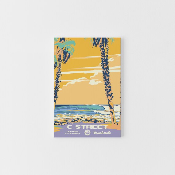 C Street Ventura Ca Print National Parks Vintage Style Surf Art Framedunframed Coastal Print