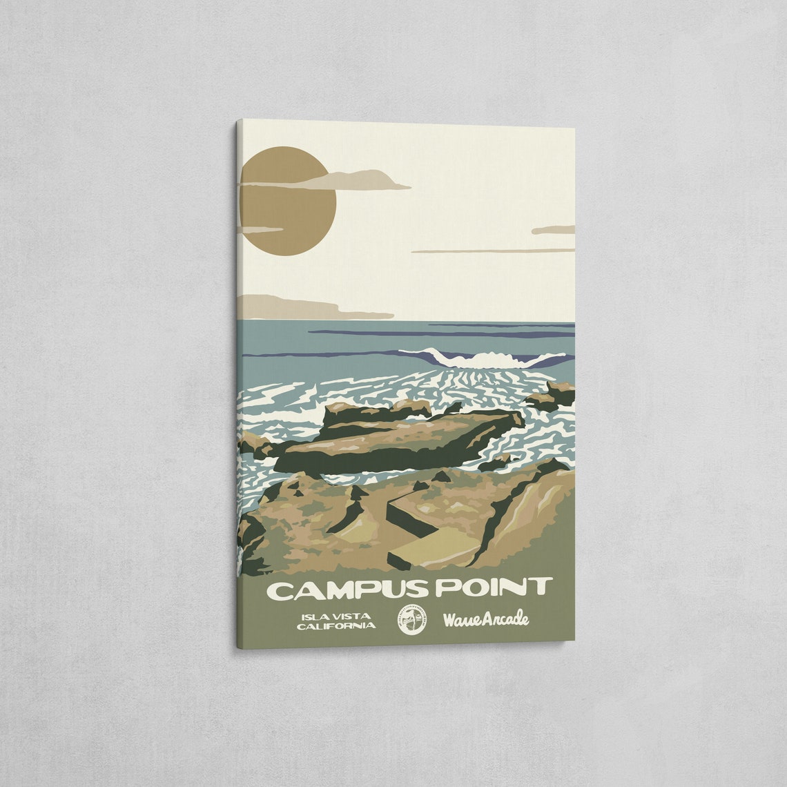 Campus Point Isla Vista California Rocky Coast Surf Travel Poster - Image 2