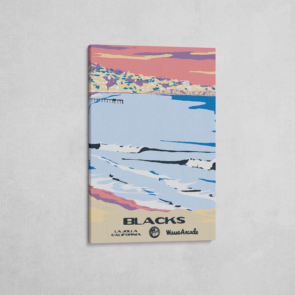 Blacks San Diego Ca Print National Parks Vintage Style Surf Art Framedunframed Coastal Print - Image 2