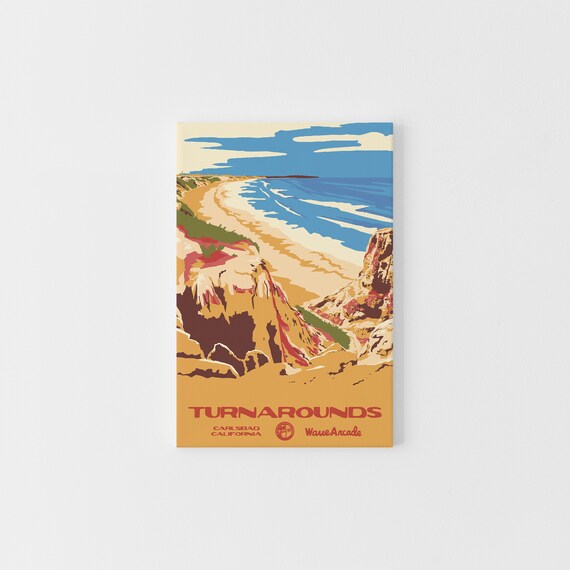 Turnarounds Carlsbad Ca Print National Parks Vintage Style Surf Art Framedunframed Coastal Print