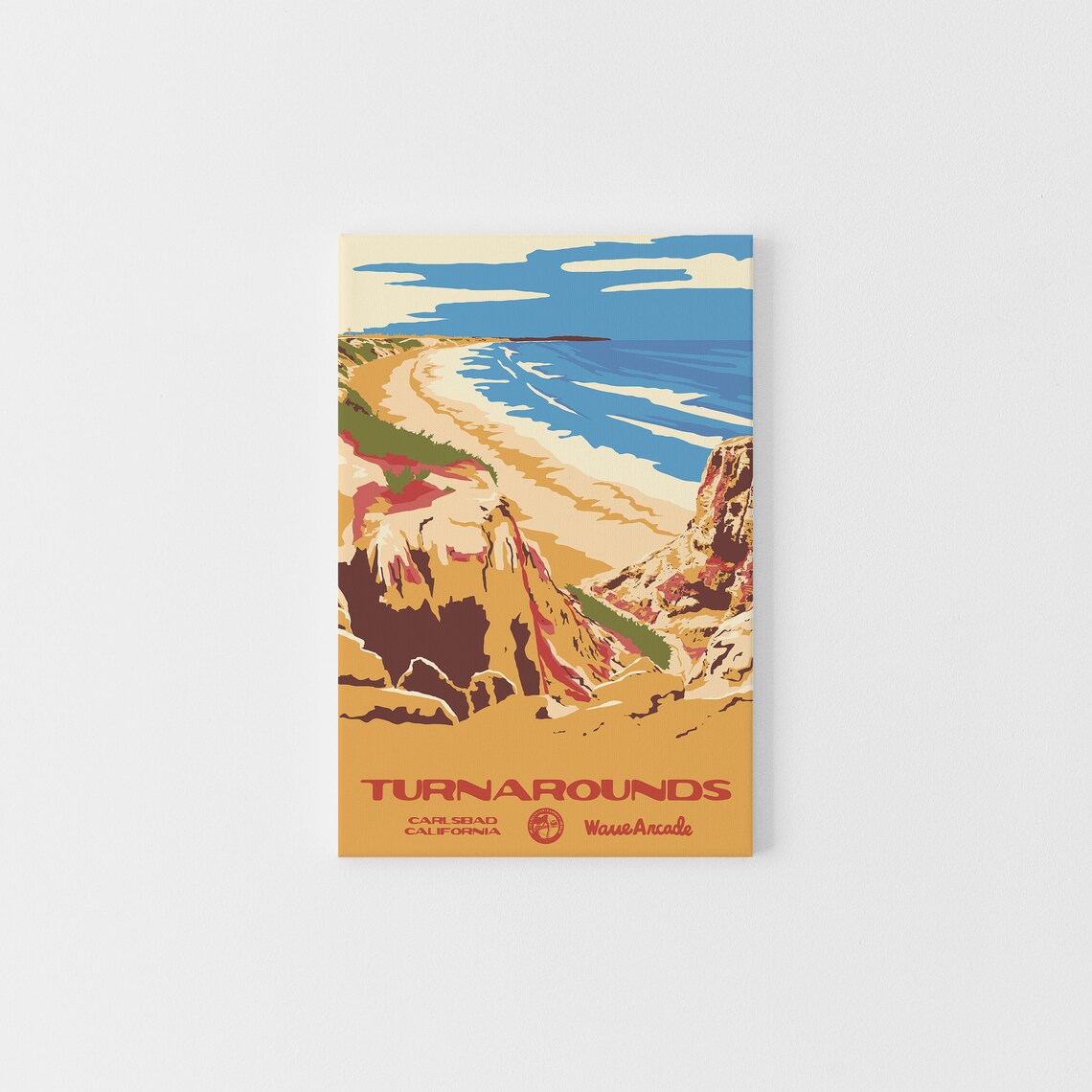 Turnarounds Carlsbad Ca Print National Parks Vintage Style Surf Art Framedunframed Coastal Print