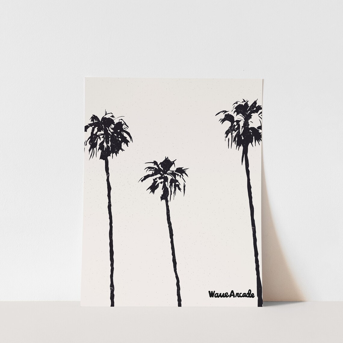 Copy Palm Trees 2 Surf Art Print Black White Illustration