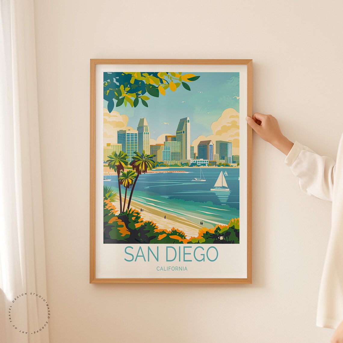 San Diego California Travel Poster California Wall Art San Diego Custom Travel Poster San Diego Coastal Poster Home Decor - Image 2