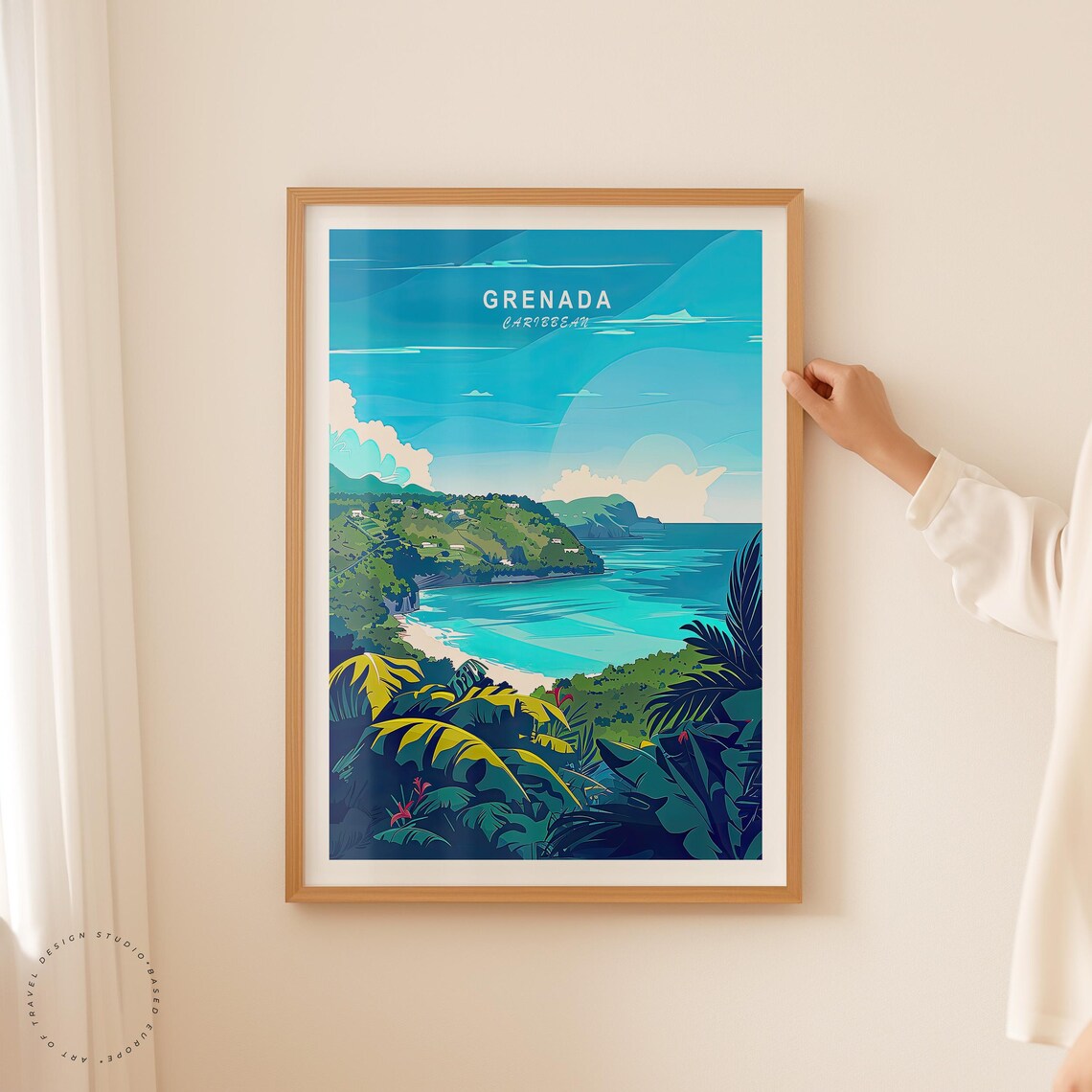 Grenada Caribbean Tropical Bay Lush Hills Island Paradise Travel Poster - Image 2