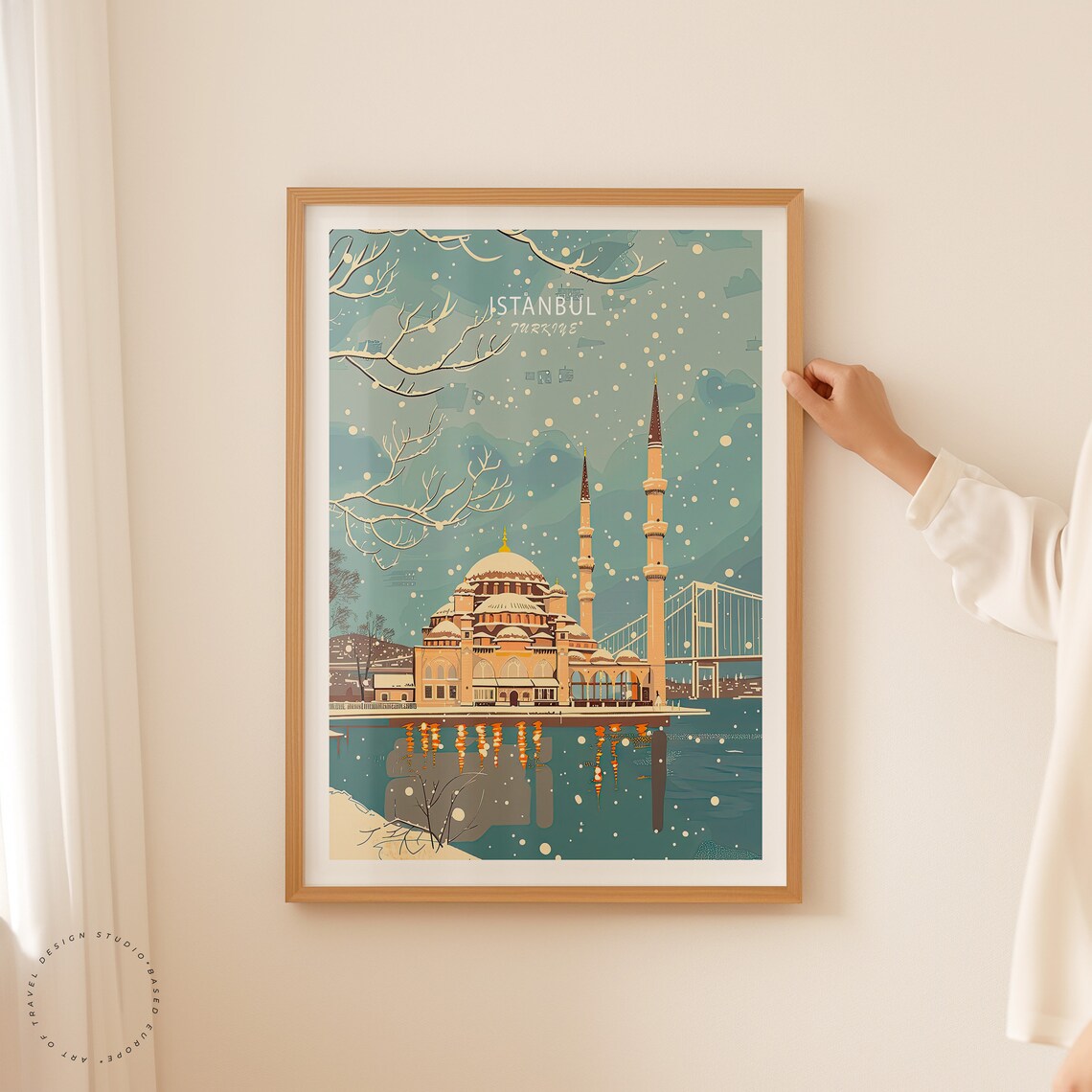 Istanbul Travel Poster Turkey City Wall Art Istanbul Winter Print Historical City Poster Wedding Present Persoanlised Gifts - Image 2