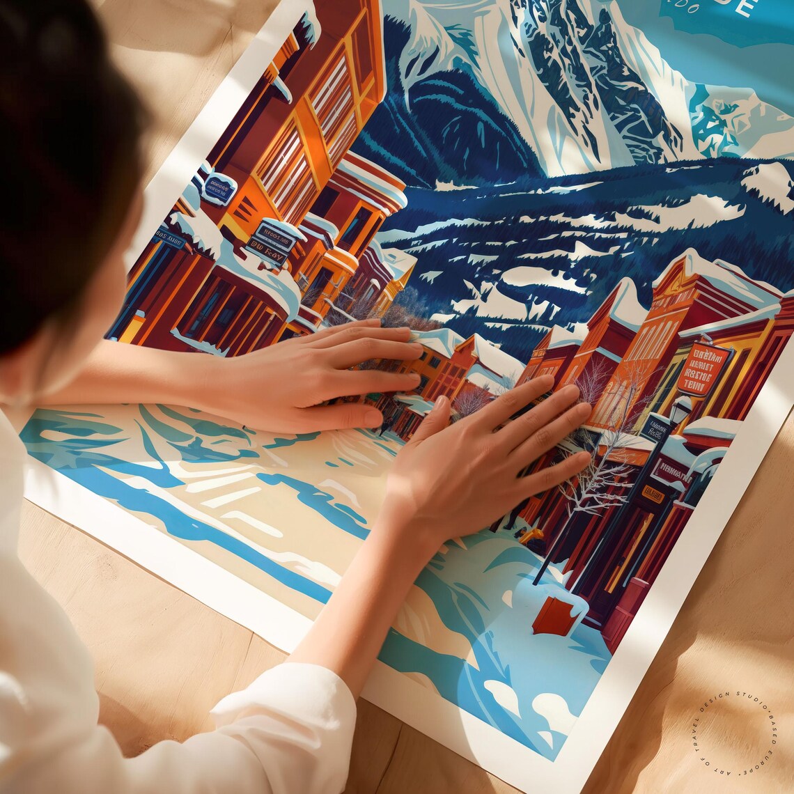 Telluride Colorado Snowy Main Street Mountain Town Winter Scene Poster - Image 3