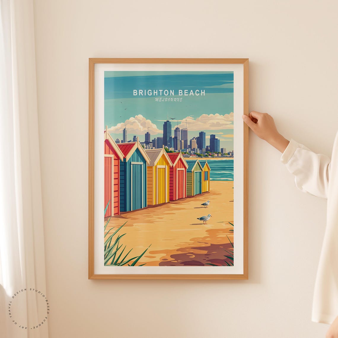 Brighton Beach Melbourne Colorful Bathing Boxes Skyline Seaside Poster - Image 5