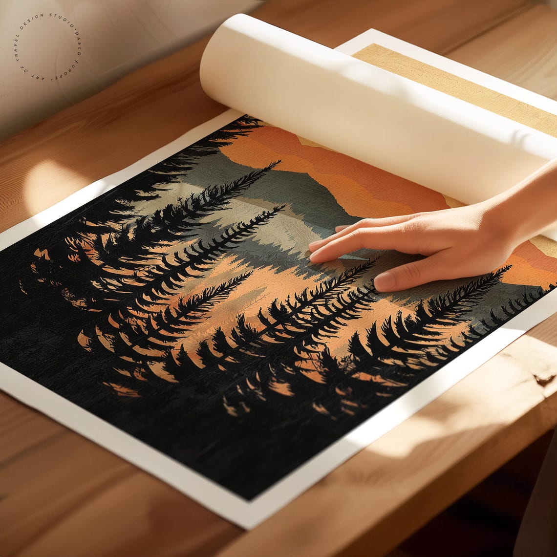 Black Forest Germany Mountain Sunset Pine Forest Silhouette Poster - Image 2