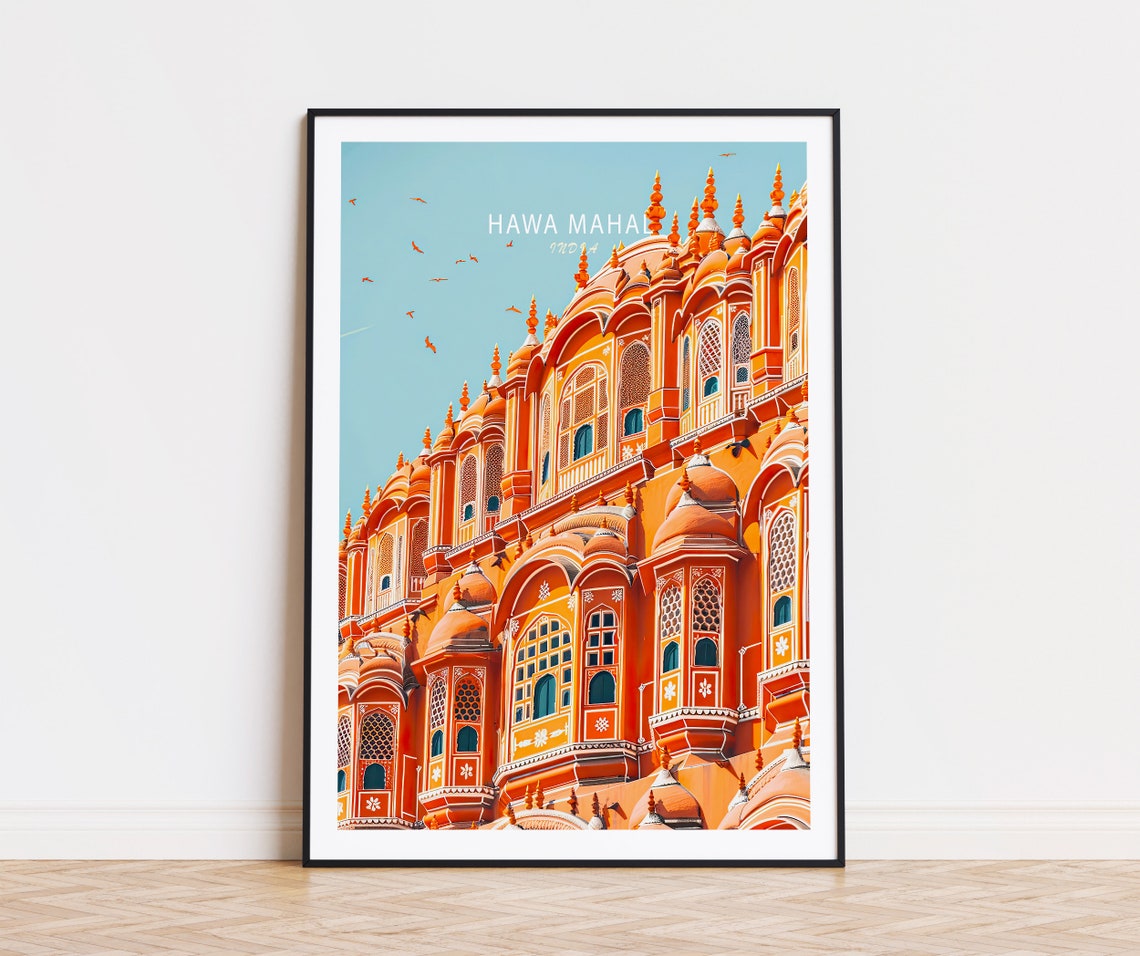 Hawa Mahal Jaipur India Palace Skyline Birds In Flight Poster