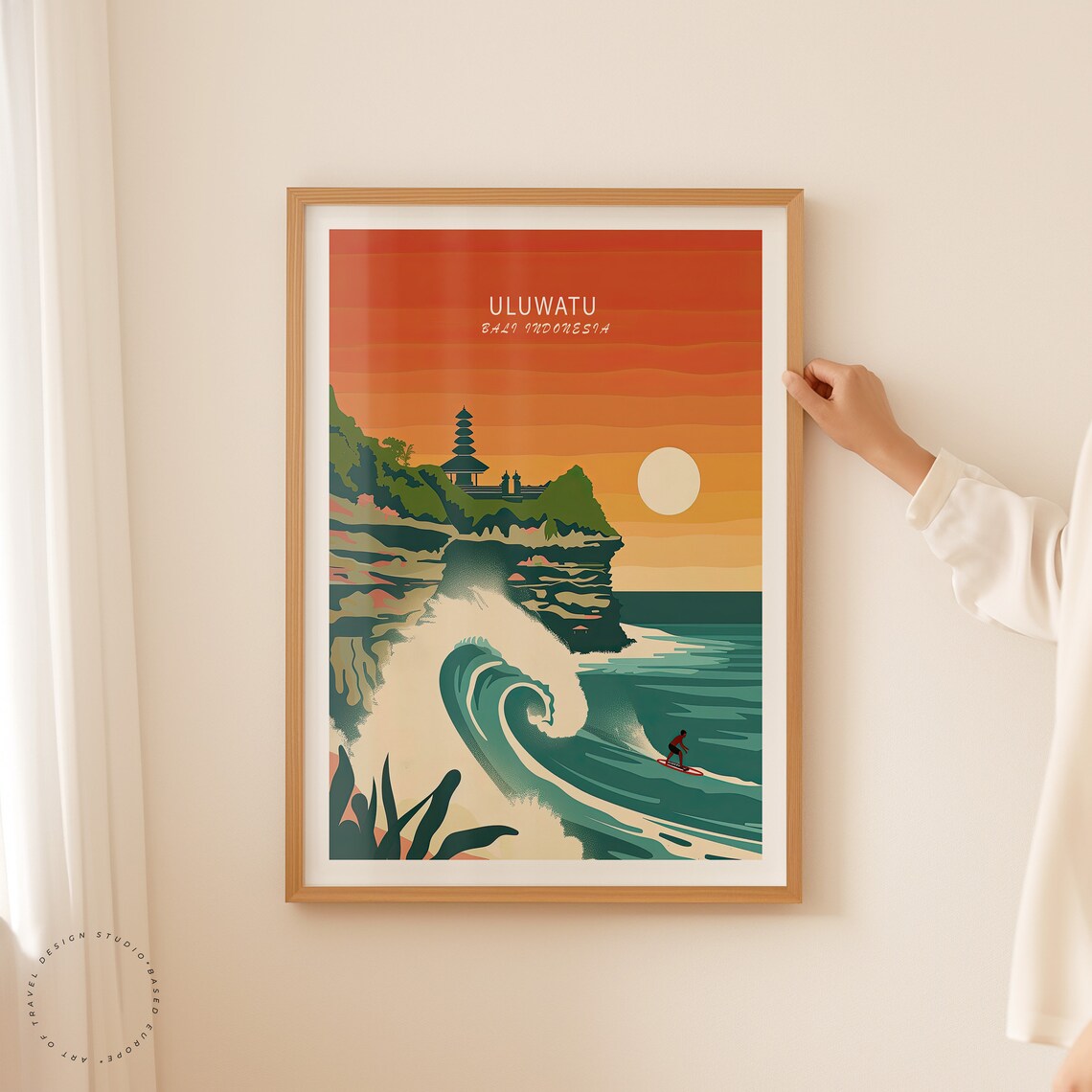 Uluwatu Bali Indonesia Temple Cliff Sunset Surf Travel Poster - Image 2