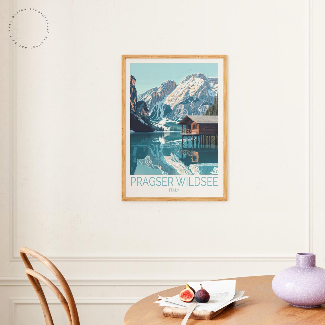 Pragser Wildsee Italy Mountain Lake Reflection Vintage Travel Poster - Image 4
