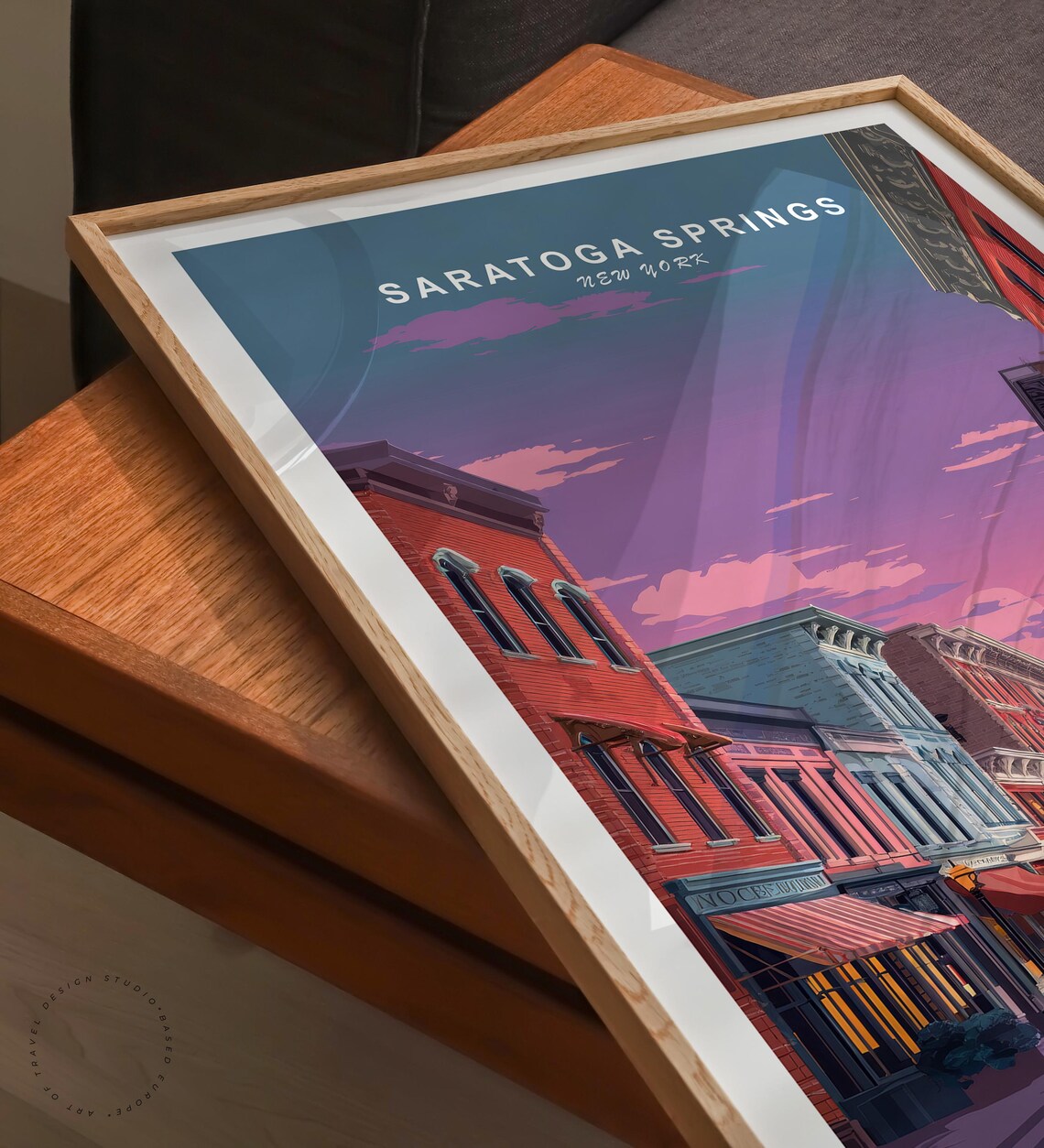Saratoga Springs New York Lamplit Street Vintage Travel Poster - Image 6