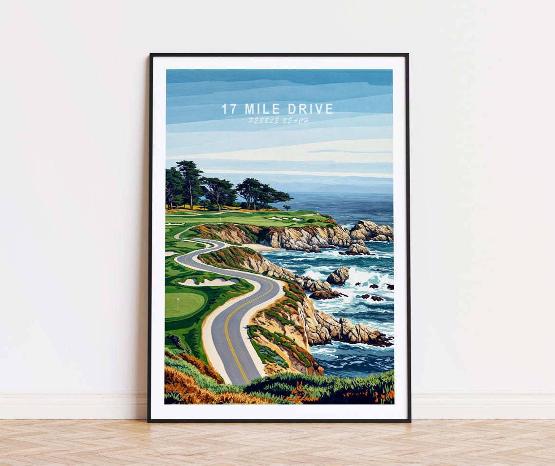 17 Mile Drive Pebble Beach Scenic Ocean Cliffs Golf Course Poster
