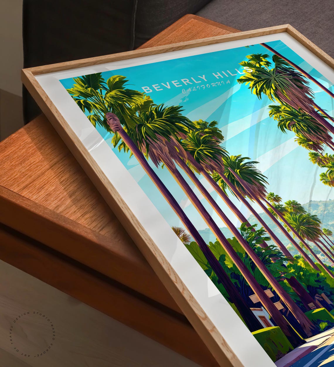 Beverly Hills California Palm Tree Lined Avenue City Travel Poster - Image 6