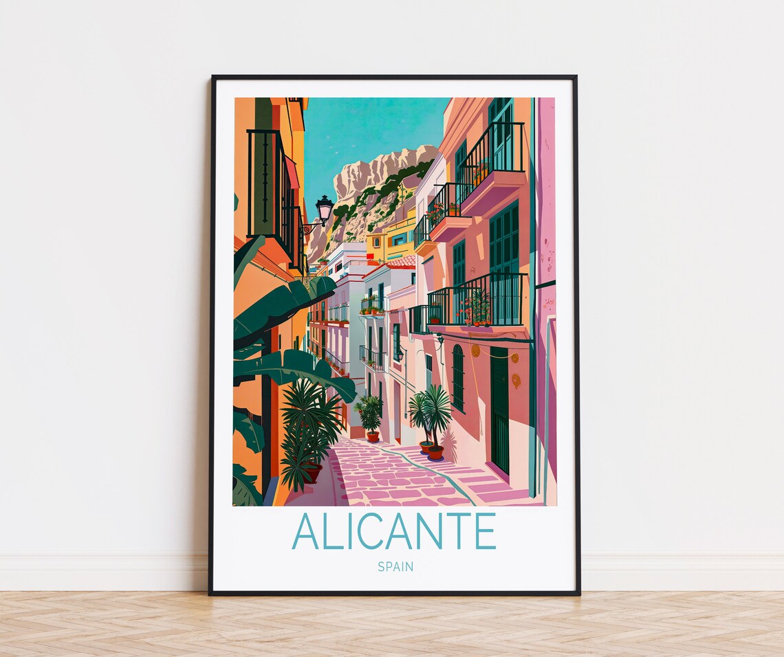 Alicante Spain Travel Poster, Place Wall Art Print