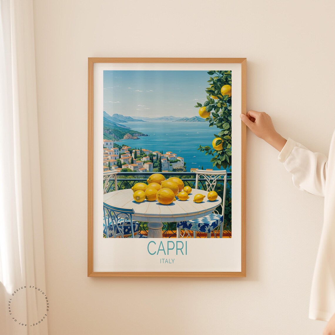 Capri Italy Lemon Terrace Sea View Coastal Village Vintage Poster - Image 5