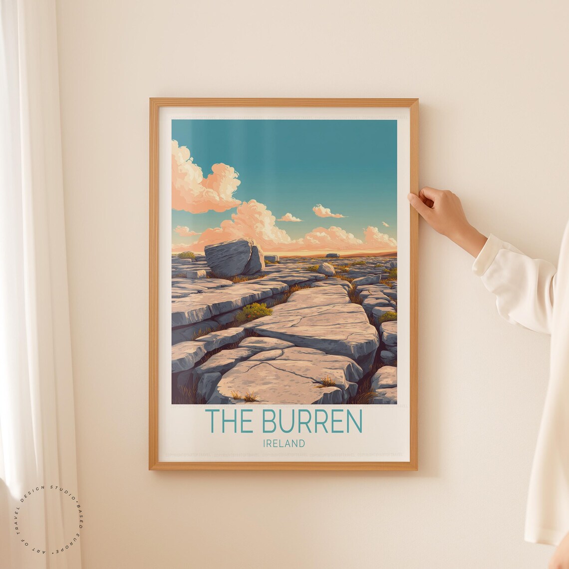 The Burren Ireland Limestone Landscape Golden Sky Travel Poster - Image 5