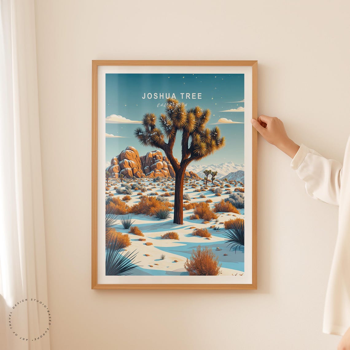 Joshua Tree Snowy Desert Winter Landscape Sky Caption Poster - Image 2