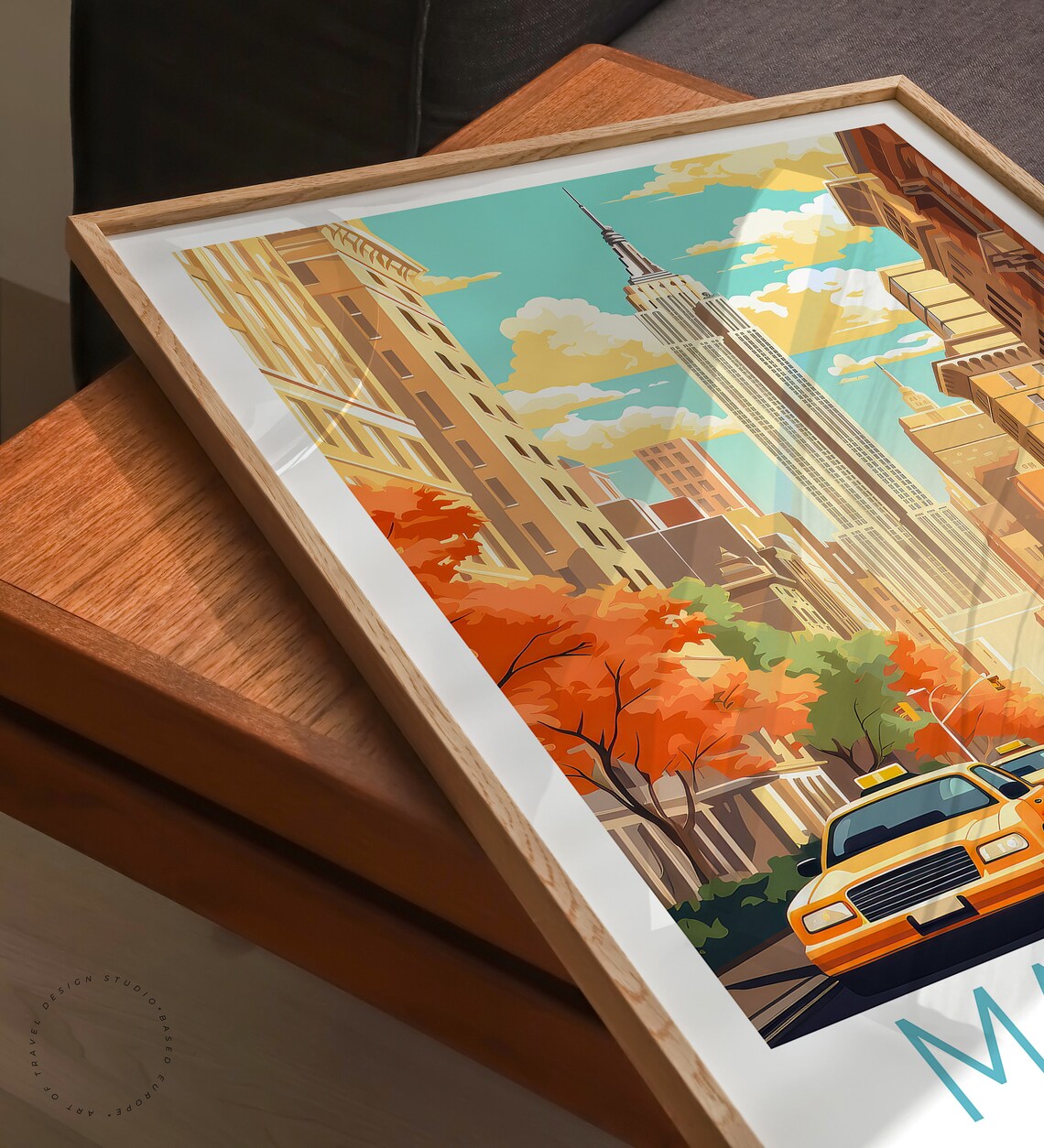 Manhattan New York Empire State Building Street Scene Travel Poster - Image 3