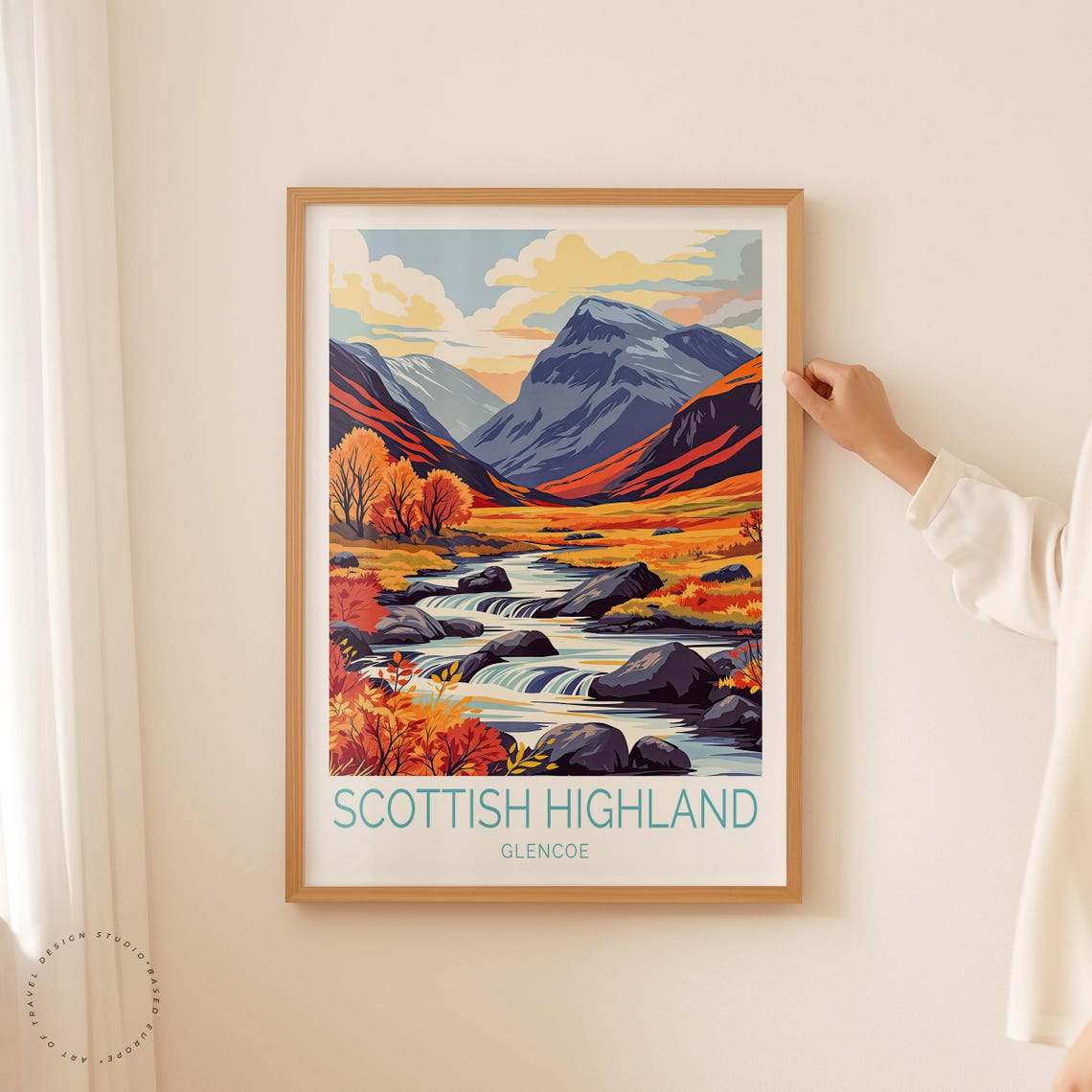 Glencoe Autumn Mountain Stream Scottish Highlands Valley Poster - Image 2