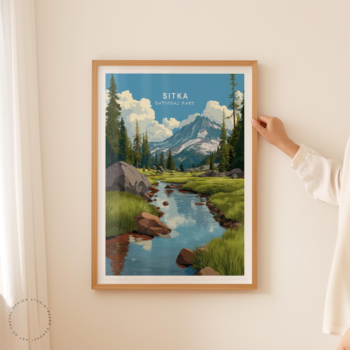 Sitka National Park Alaska Mountain Stream Meadow Vintage Poster - Image 5