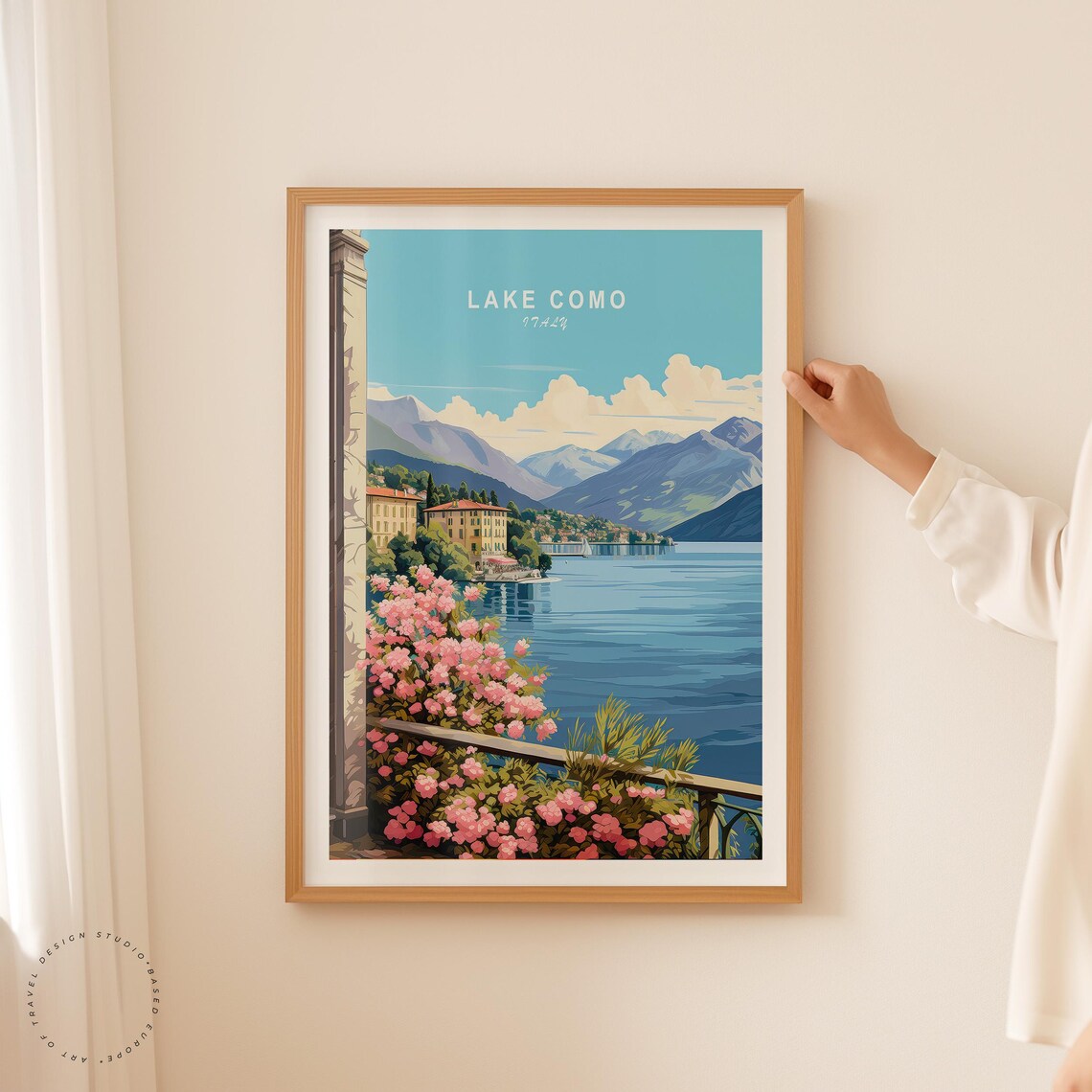 Lake Como Italy Lakeside Town Blooming Terrace Travel Poster - Image 2