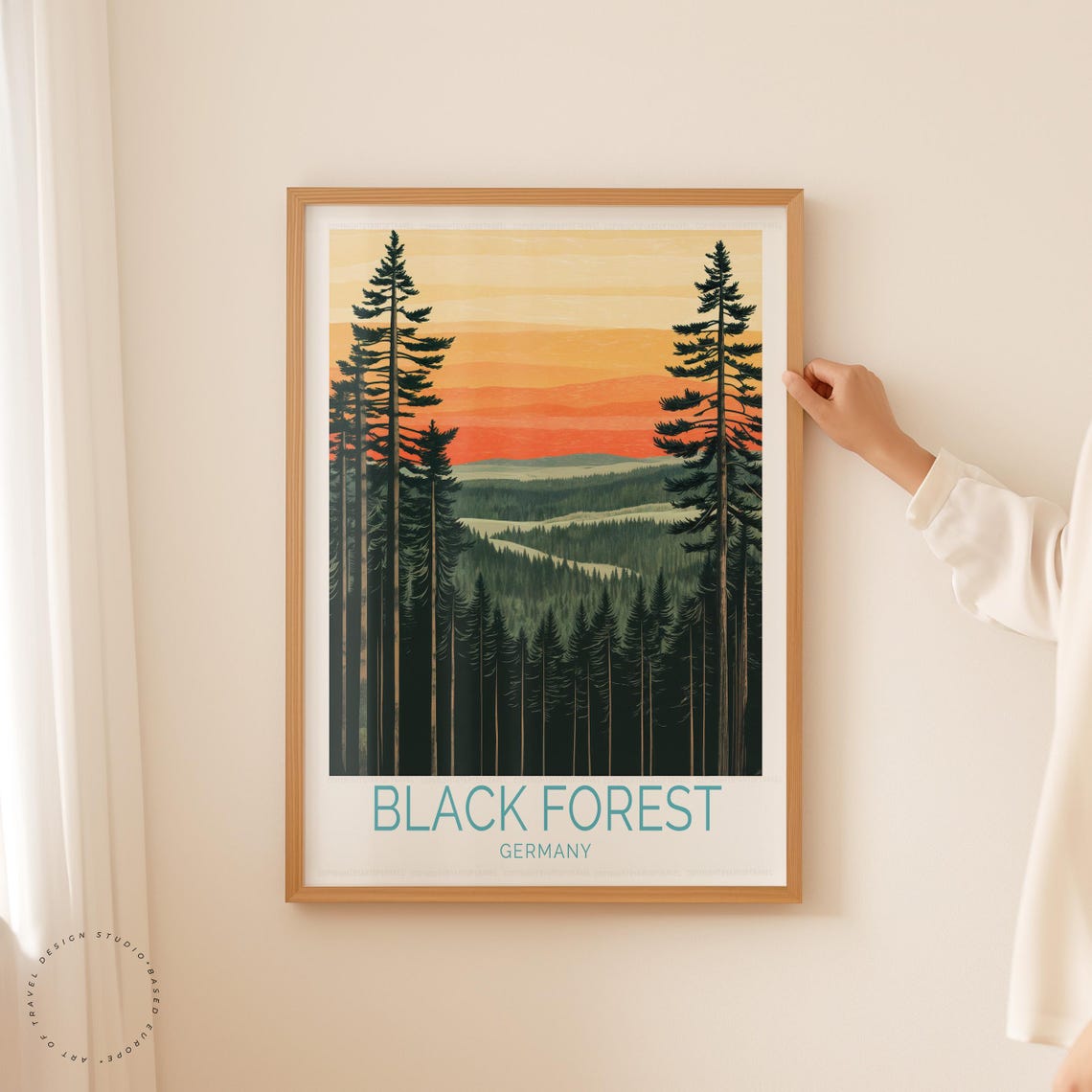 Black Forest Germany Towering Pines Orange Sunset Valley Poster - Image 5