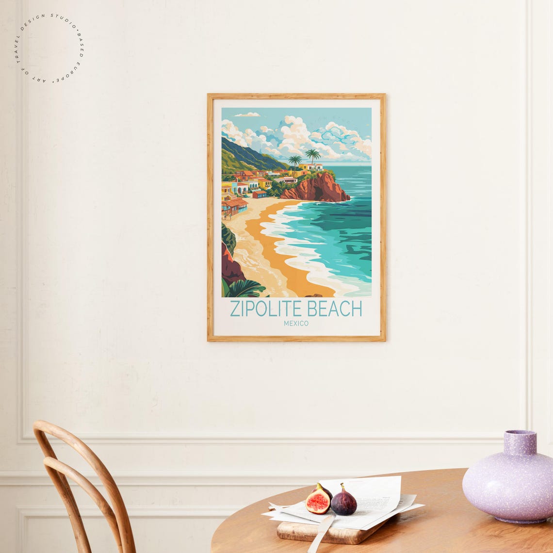 Zipolite Beach Mexico Cliffside Beach Town Turquoise Surf Waves Poster - Image 4