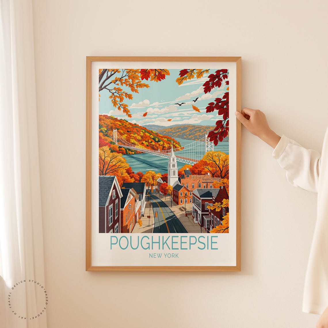 Poughkeepsie New York Fall Foliage Mid Hudson Bridge View Poster - Image 2