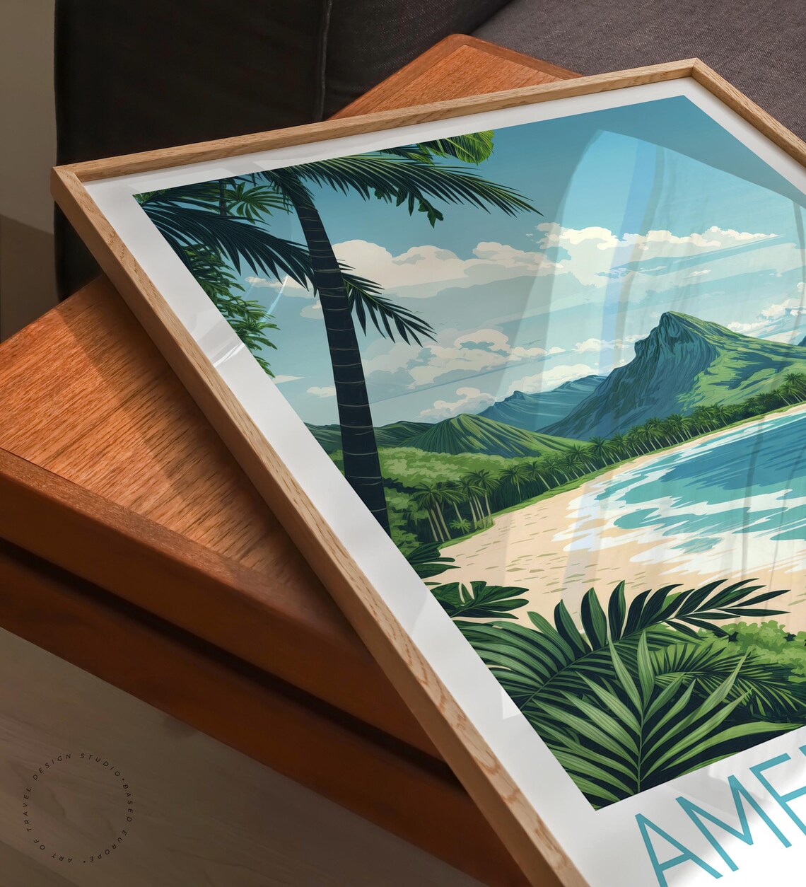 American Samoa National Park Beach Leaning Palm Turquoise Sea Poster - Image 6